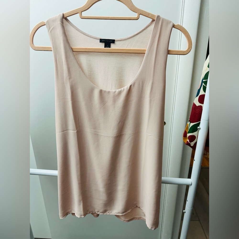 Ann Taylor Soft Beige Sleeveless Blouse